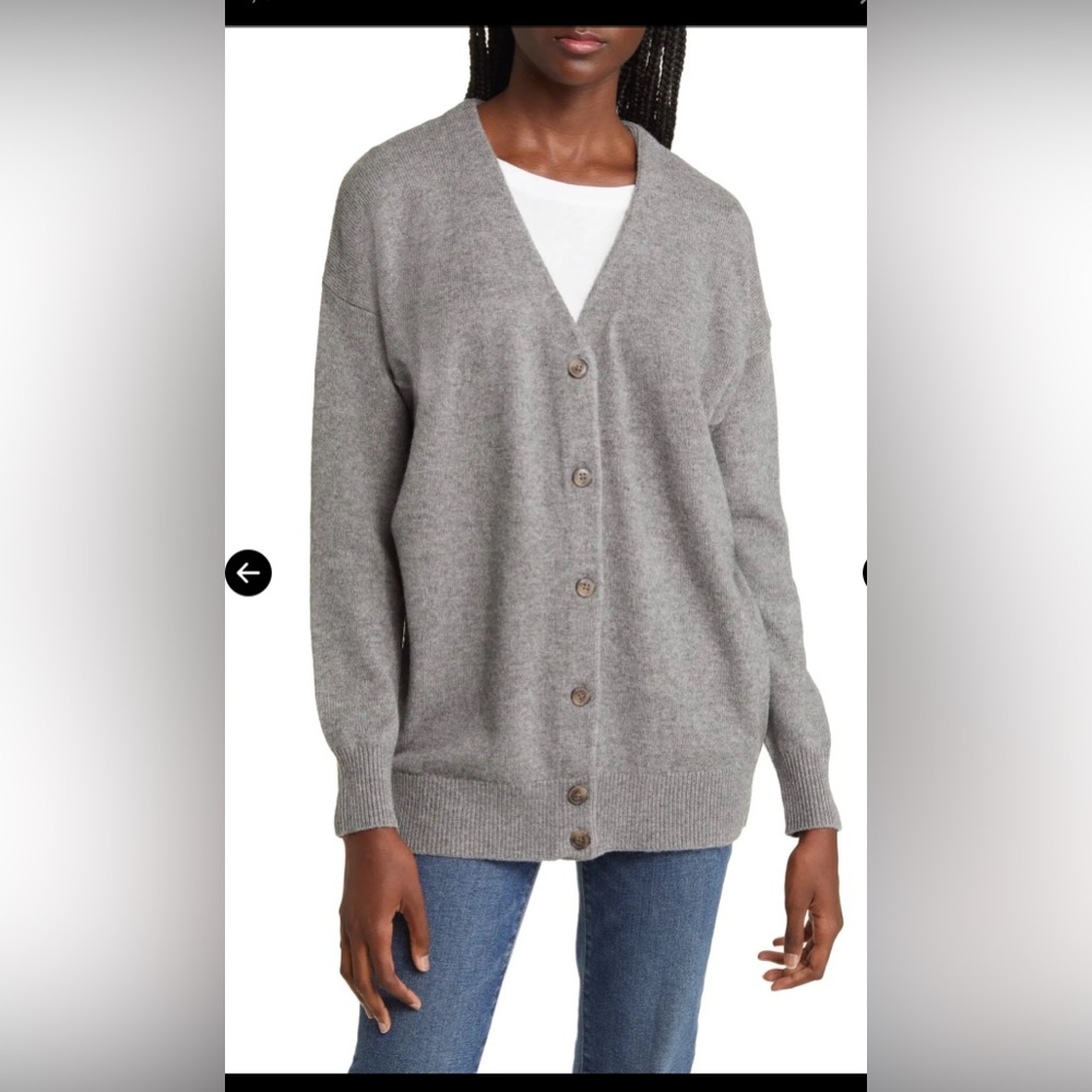 Madewell V-Neck Merino Wool blend  Relaxed Cardigan Heather Pewter, size M - Picture 8 of 11
